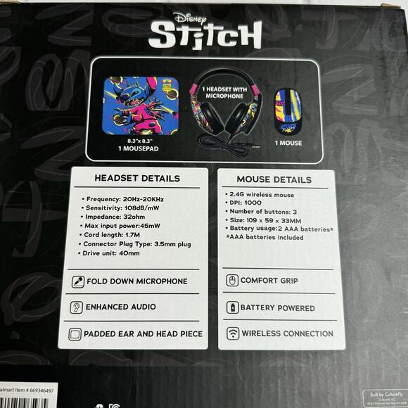 Disney Stitch Headset with Microphone and Mouse Pad Tech Bundle *Missing USB* - Picture 7 of 8